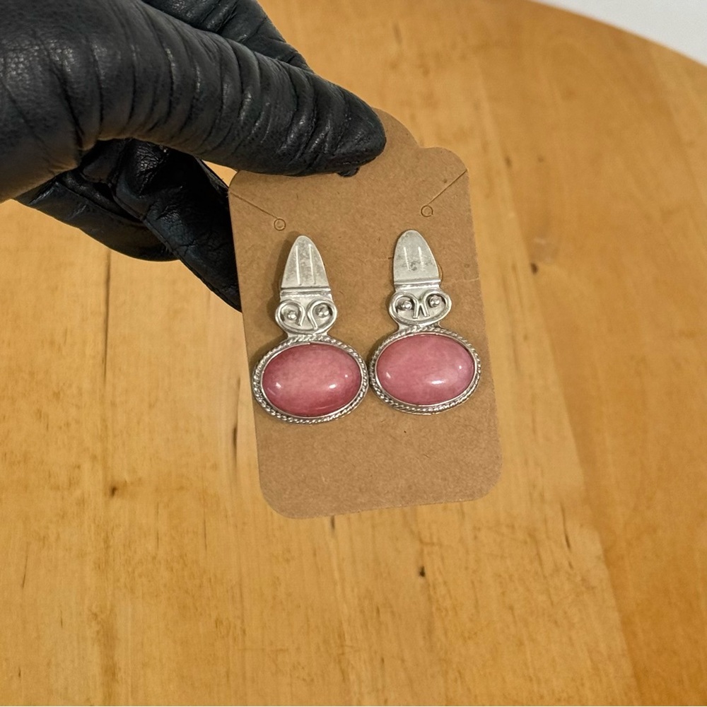 Vintage Taxco Mexico Sterling Silver Pierced Earrings Sugilite Mexico TM-180 925 - Picture 2 of 12